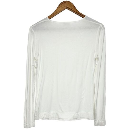 Akris Punto Long-Sleeve Modal Stretch Top Cream Size Medium - Picture 2 of 7